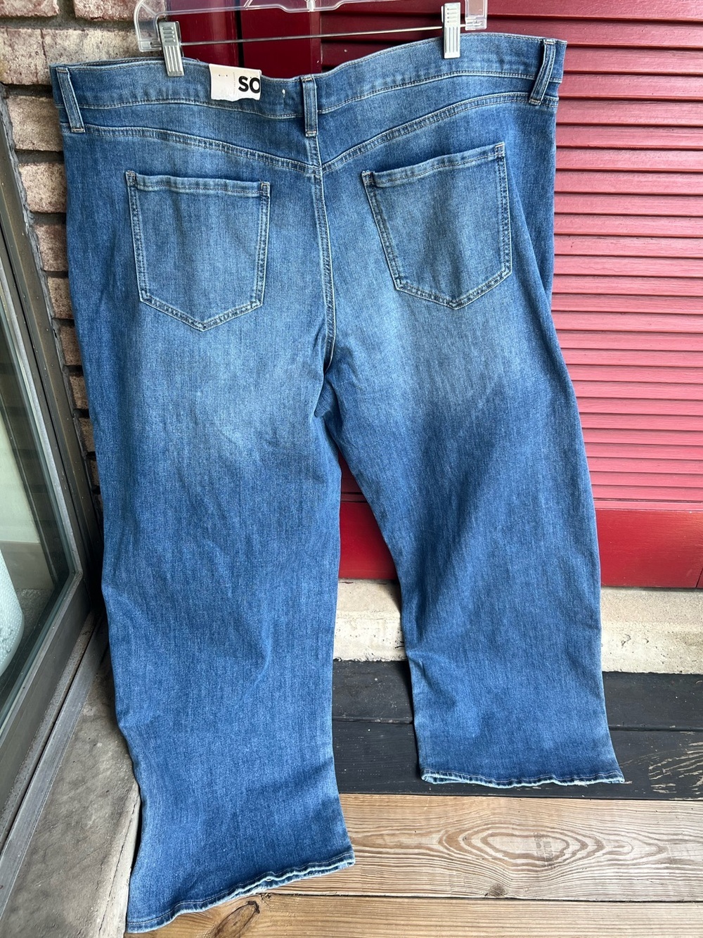 SO Super Stretch High Rise Wide Leg Blue Jeans Size 24 - Picture 2 of 10